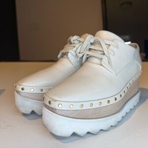 Stella McCartney White Platform Shoes with Gold Studs